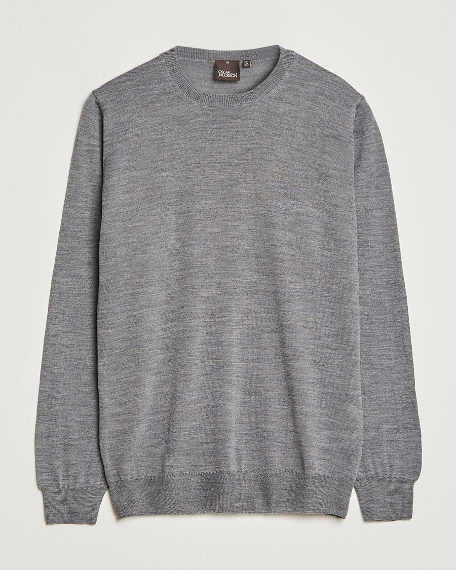 Herren | Pullover | Oscar Jacobson | Custer Merino Wool Roundneck Grey