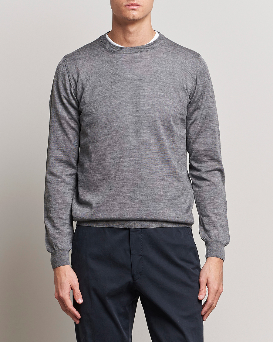 Herren |  | Oscar Jacobson | Custer Merino Wool Roundneck Grey