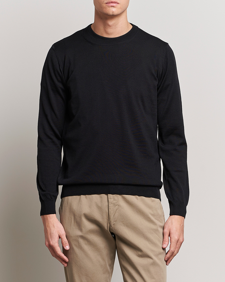 Herren | Pullover | Oscar Jacobson | Custer Merino Wool Roundneck Black