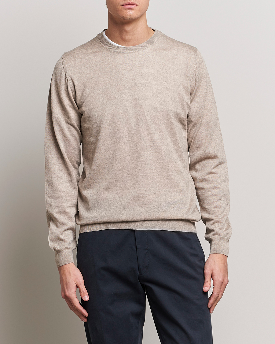 Herren | Kleidung | Oscar Jacobson | Custer Merino Wool Roundneck Beige