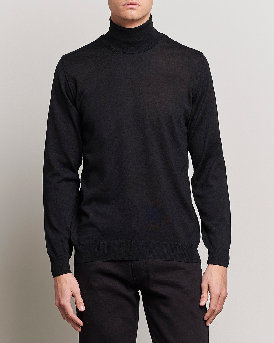 Herren | Pullover | Oscar Jacobson | Cole Merino Wool Rollneck Black