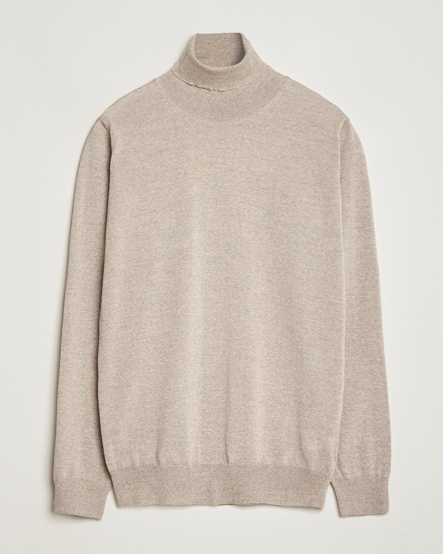 Herren | Pullover | Oscar Jacobson | Cole Merino Wool Rollneck Beige