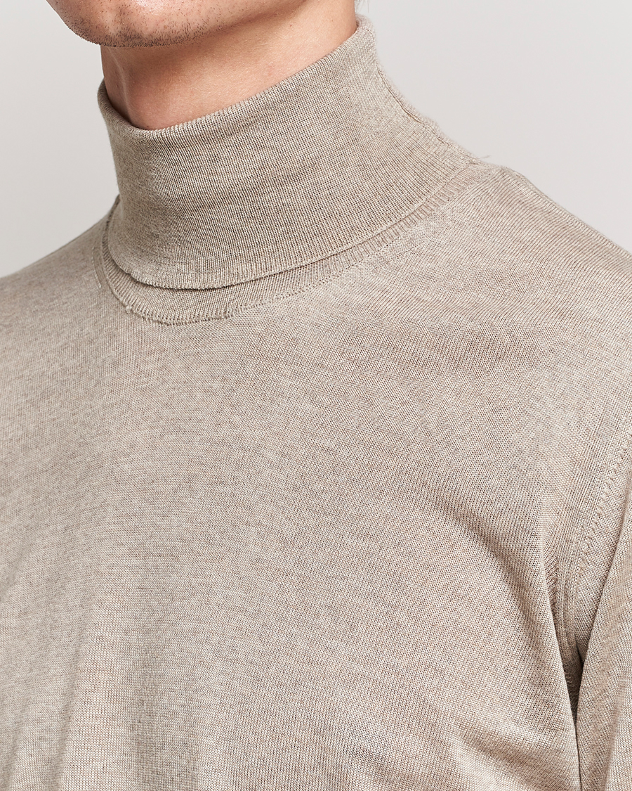 Herren | Pullover | Oscar Jacobson | Cole Merino Wool Rollneck Beige