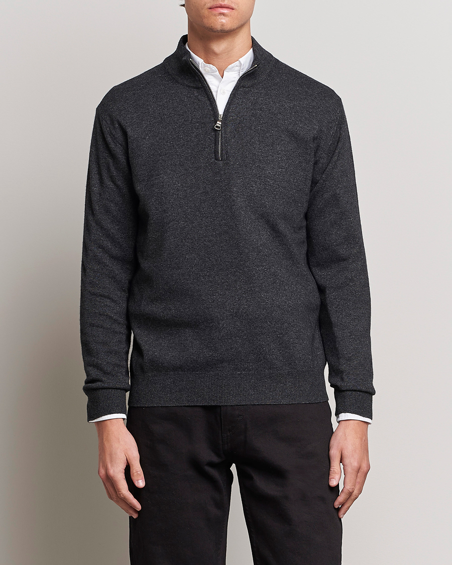 Herren | Pullover | Oscar Jacobson | Patton Wool Half-Zip Grey