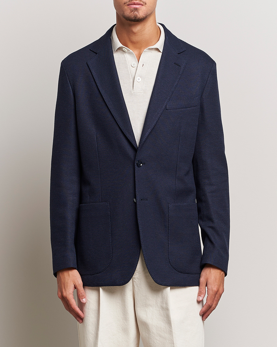 Herren | | Brioni | Wool/Silk Jacquard Jersey Blazer Navy