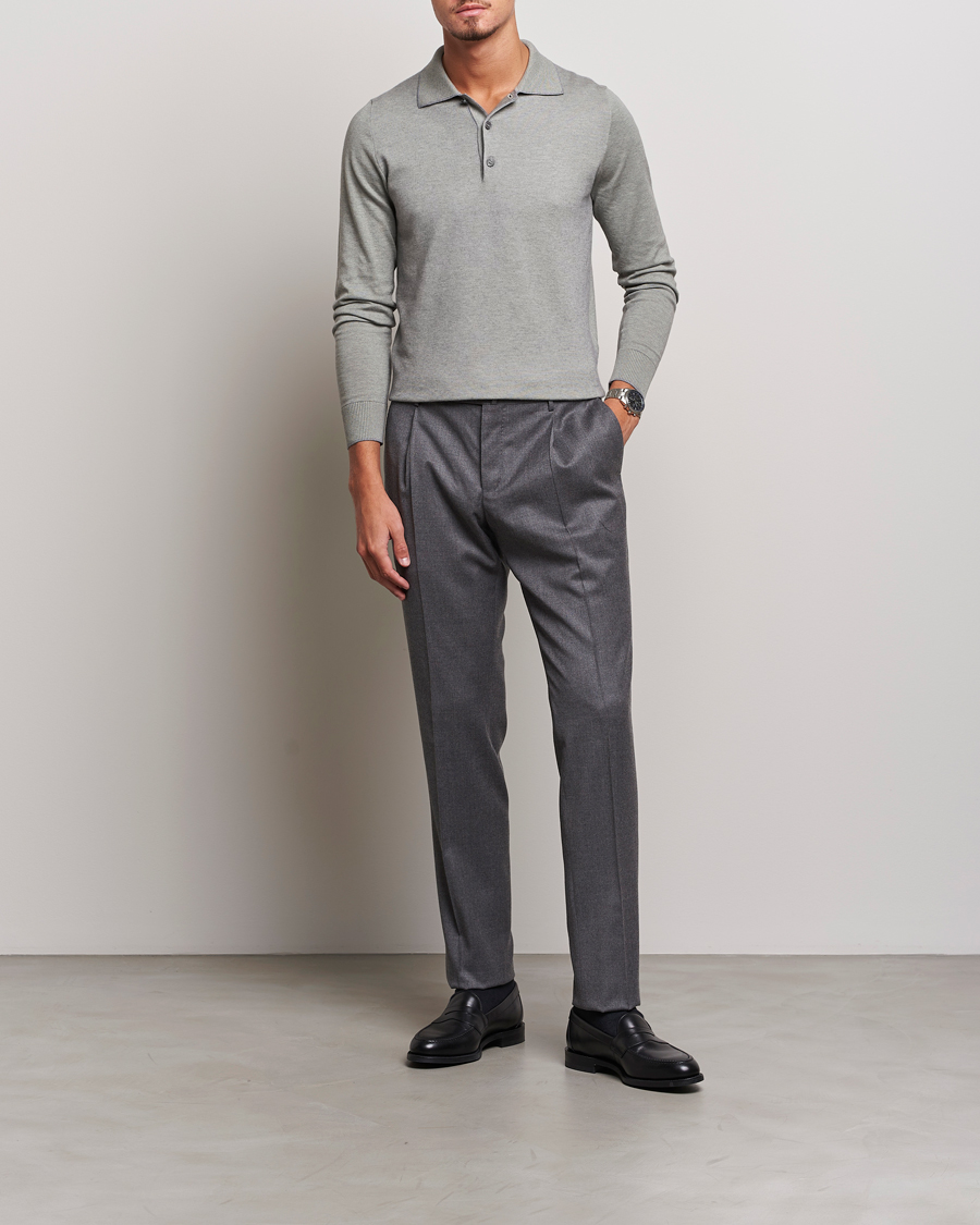 Herren | Pullover | Brioni | Cashmere Blend Long Sleeve Polo Sage