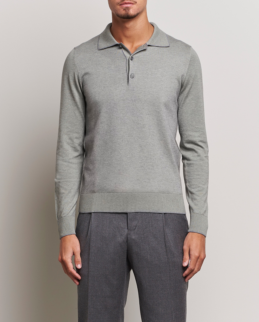 Herren | Pullover | Brioni | Cashmere Blend Long Sleeve Polo Sage