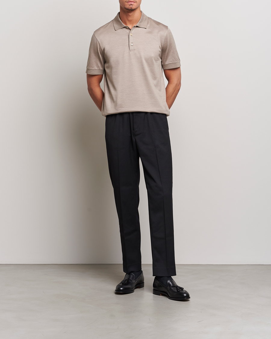 Herren | Poloshirts | Brioni | Cotton/Silk Short Sleeve Polo Beige