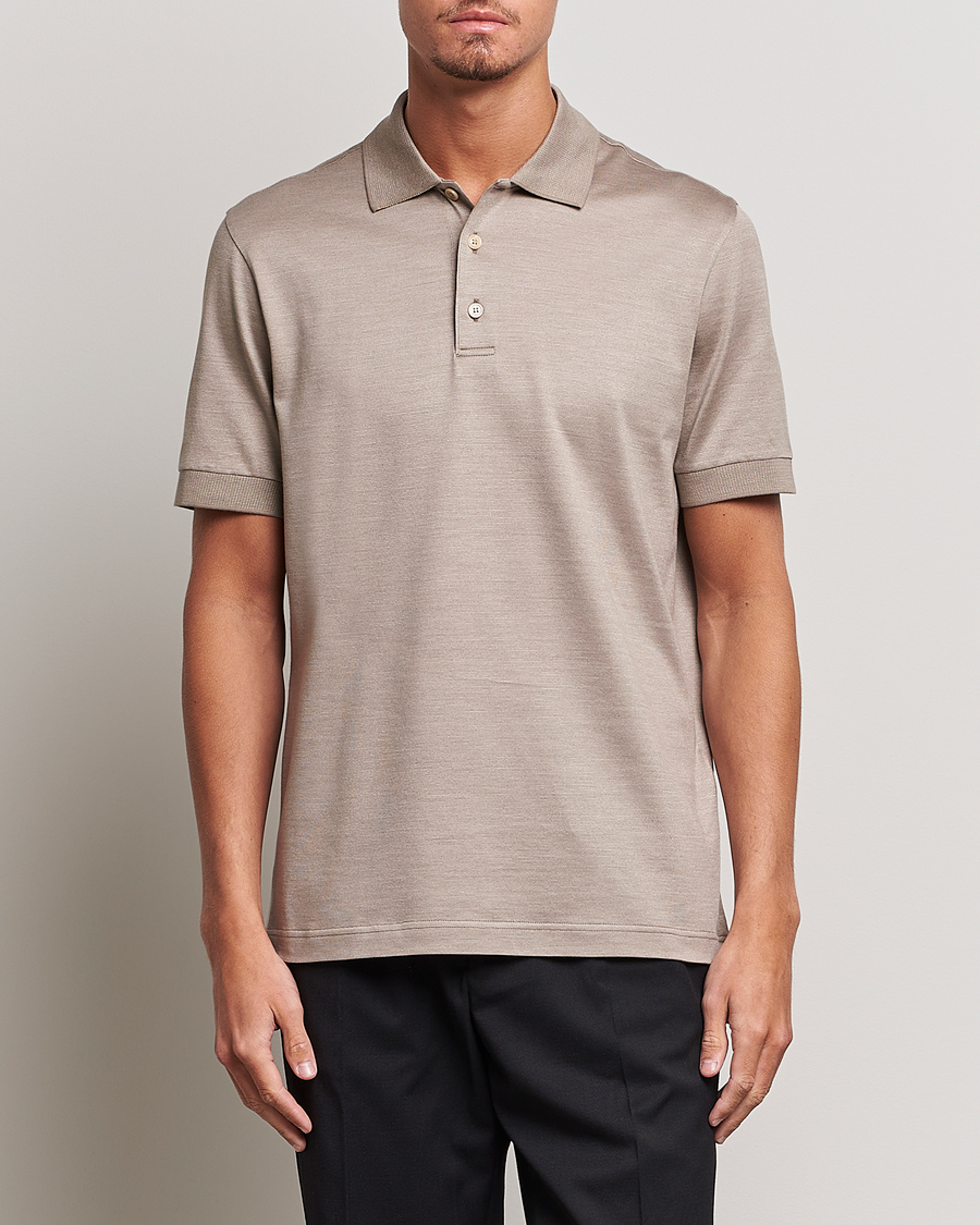 Herren | Kurzarm-Poloshirts | Brioni | Cotton/Silk Short Sleeve Polo Beige