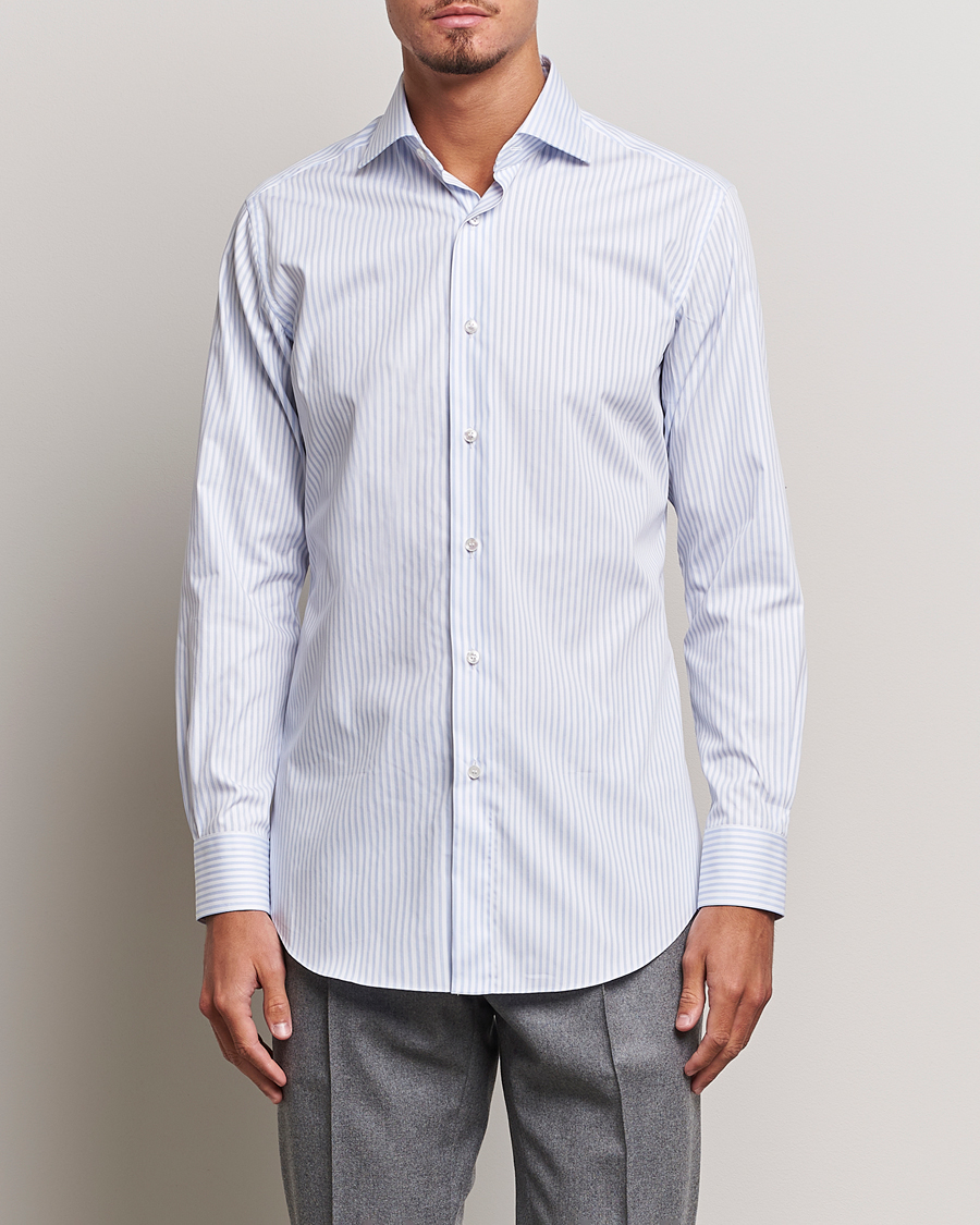 Herren | Formelle Hemden | Brioni | Slim Fit Striped Dress Shirt Light Blue