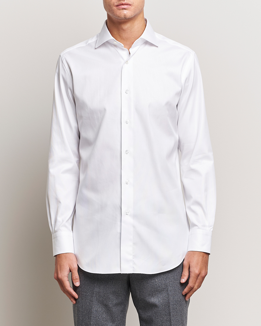 Herren | Quiet Luxury | Brioni | Slim Fit Royal Oxford Dress Shirt White