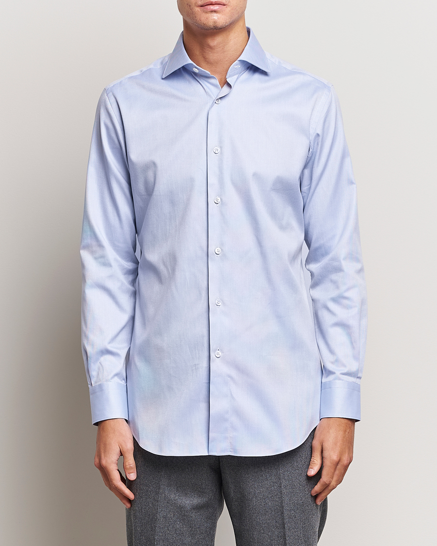 Herren | Quiet Luxury | Brioni | Slim Fit Royal Oxford Dress Shirt Light Blue