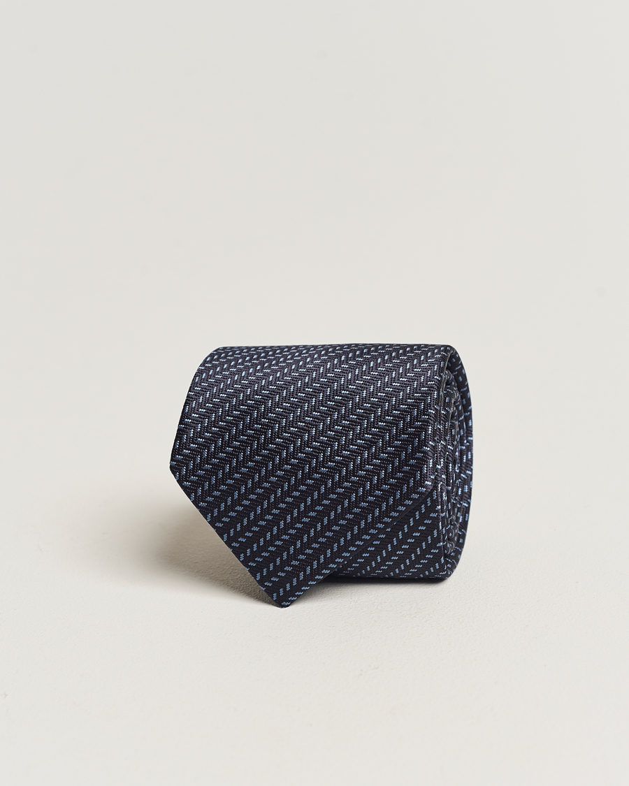 Herren | Brioni Zig Zag Jacuqard Silk Tie Navy | Brioni | Zig Zag Jacuqard Silk Tie Navy