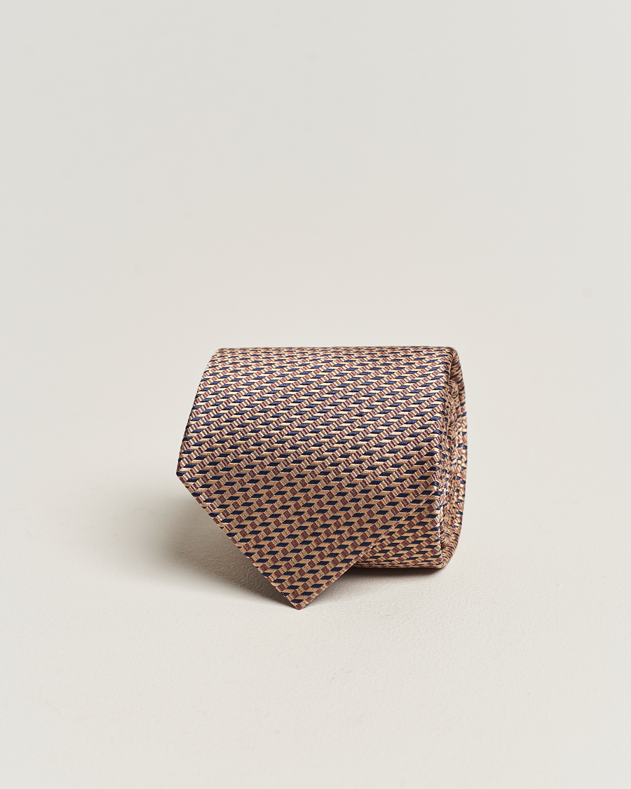 Herren |  | Brioni | Geometrical Jacquard Silk Tie Brown