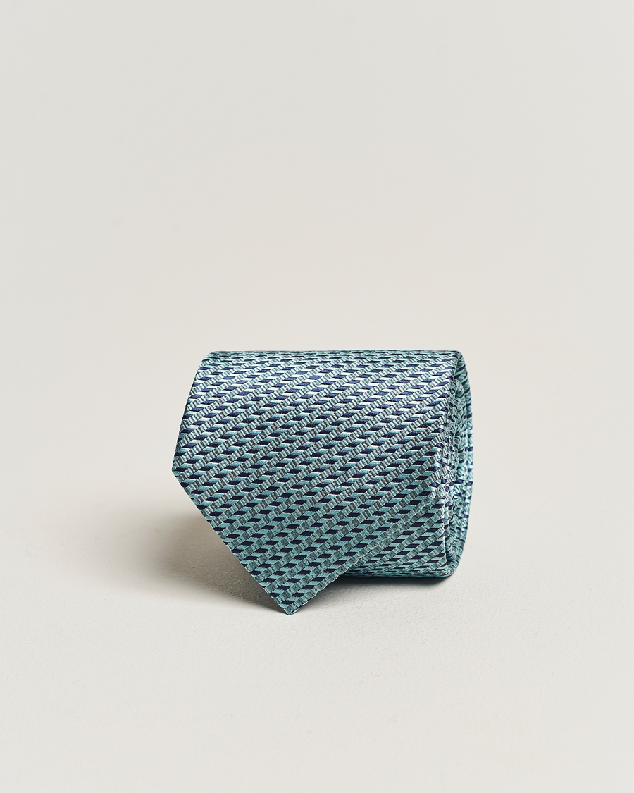 Herren |  | Brioni | Geometrical Jacquard Silk Tie Teal