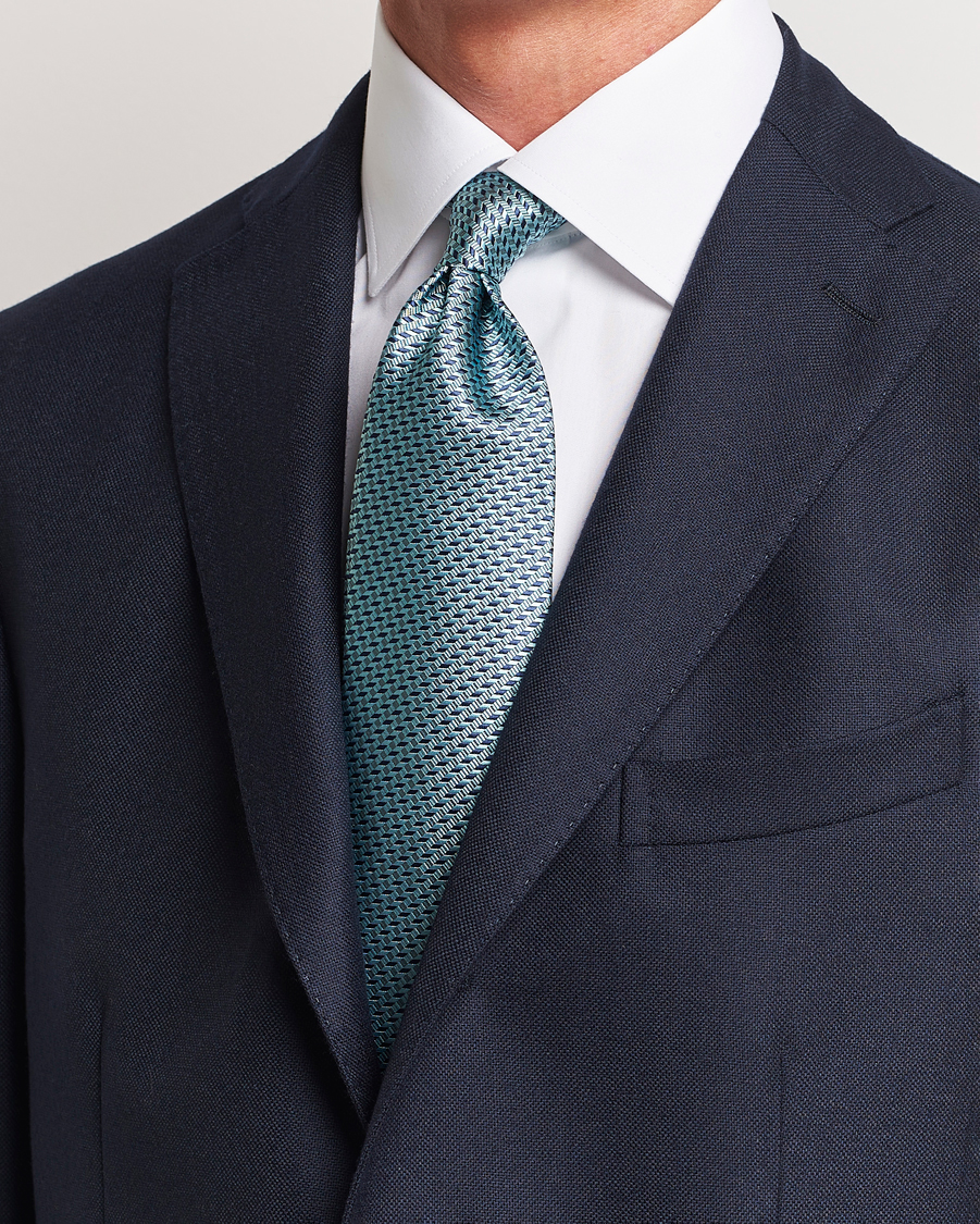 Herren | | Brioni | Geometrical Jacquard Silk Tie Teal