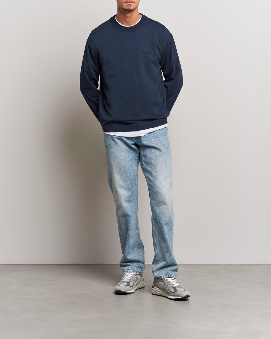 Herren | T-Shirts | NN07 | Benja Pima Cotton Long Sleeve T-Shirt Navy