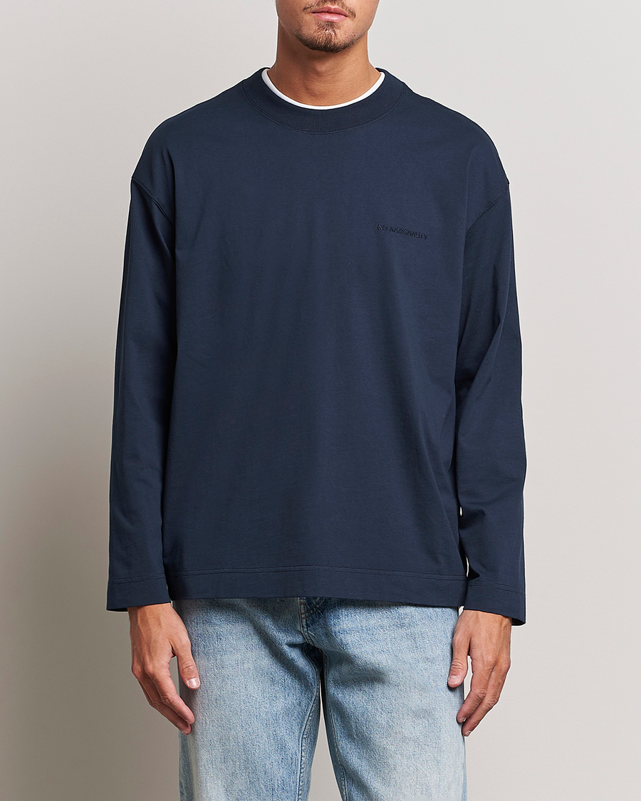 Herren | Langarm T-Shirt | NN07 | Benja Pima Cotton Long Sleeve T-Shirt Navy