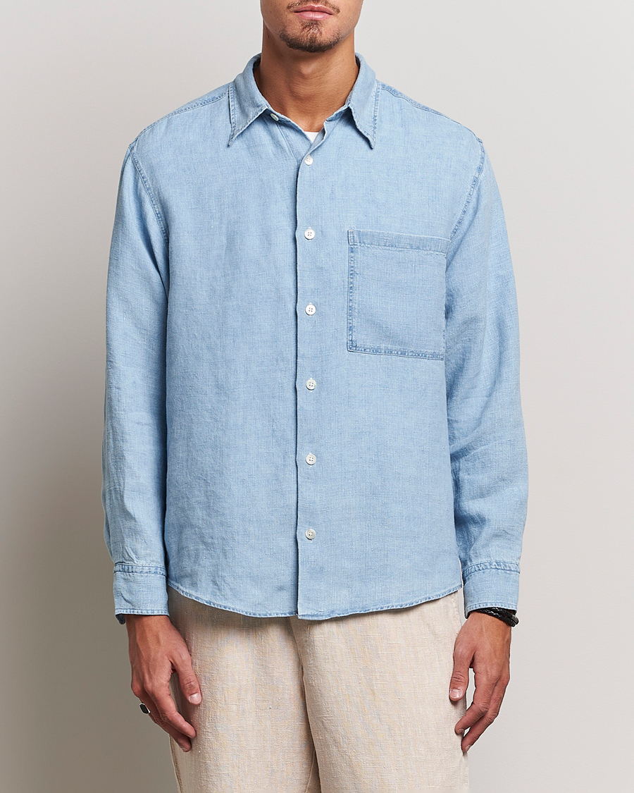 Herren | 60% sale | NN07 | Quinn Linen Shirt Light Indigo