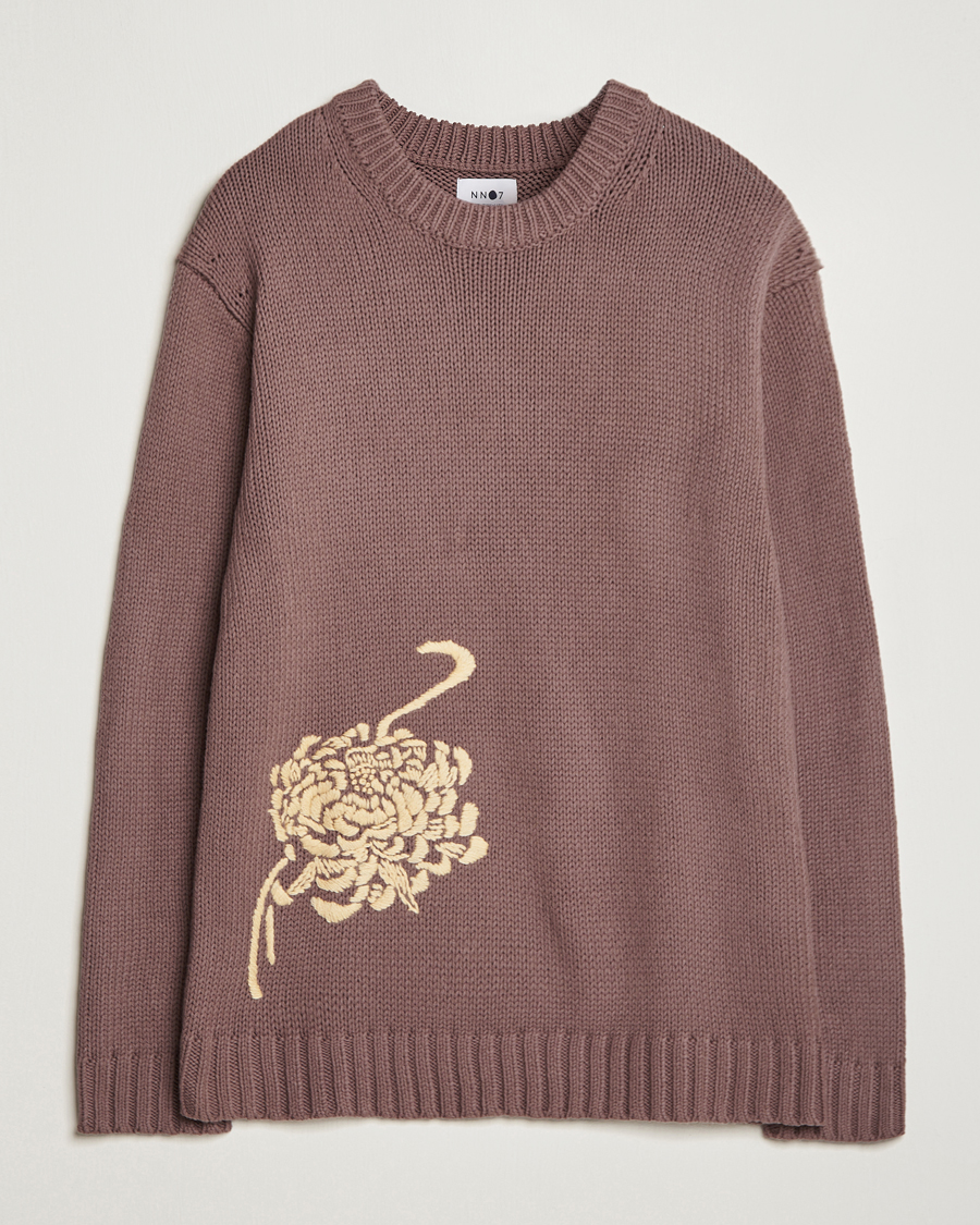 Herren | Pullover | NN07 | Jasper Knitted Cotton Sweatshirt Purple Brown