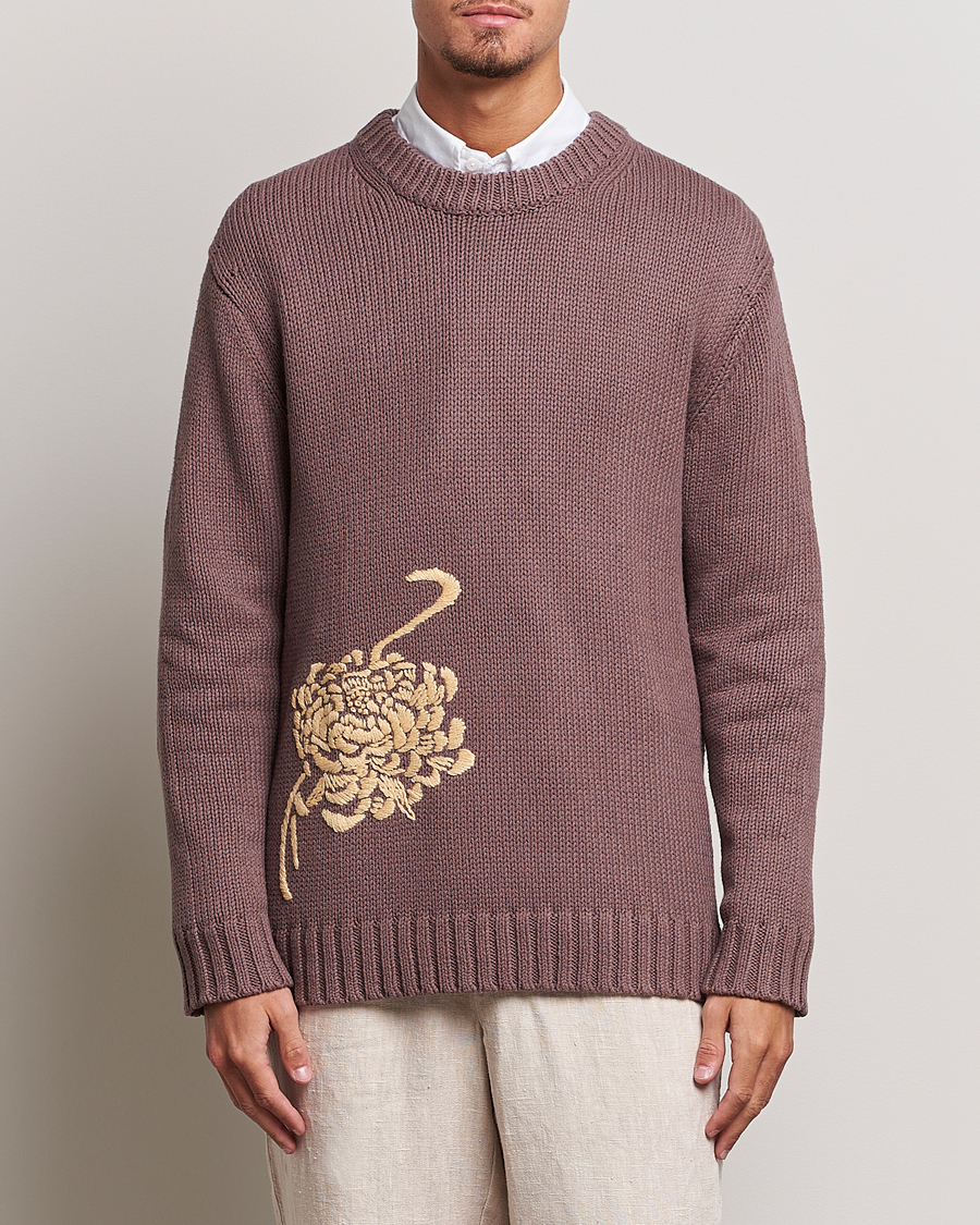 Herren |  | NN07 | Jasper Knitted Cotton Sweatshirt Purple Brown
