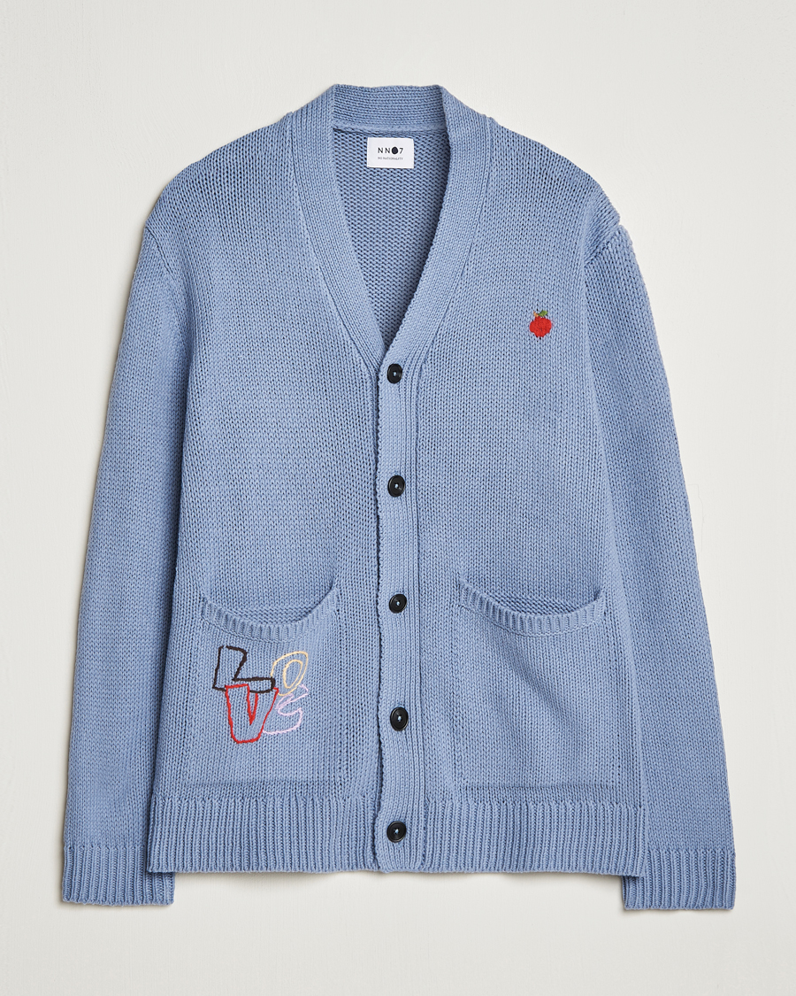 Herren | Pullover | NN07 | Milton Knitted Cardigan Ashley Blue Mel