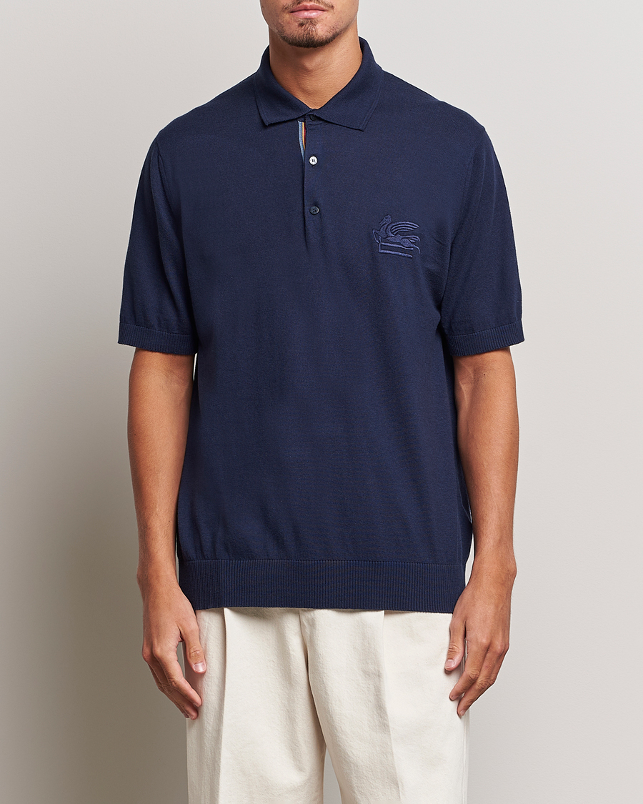 Herren | Etro | Etro | Cotton/Cashmere Polo Navy