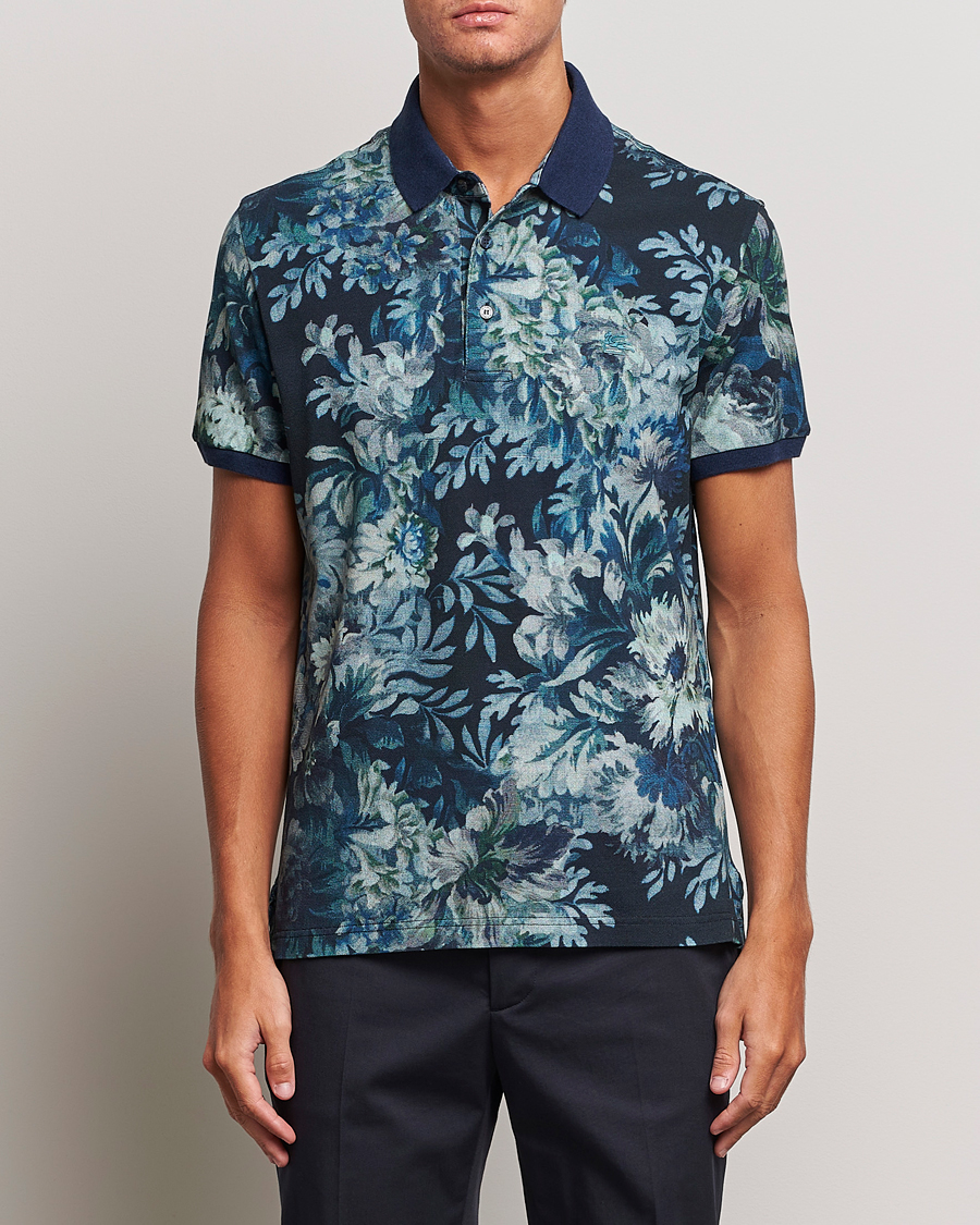 Herren |  | Etro | Short Sleeve Printed Polo Dark Blue
