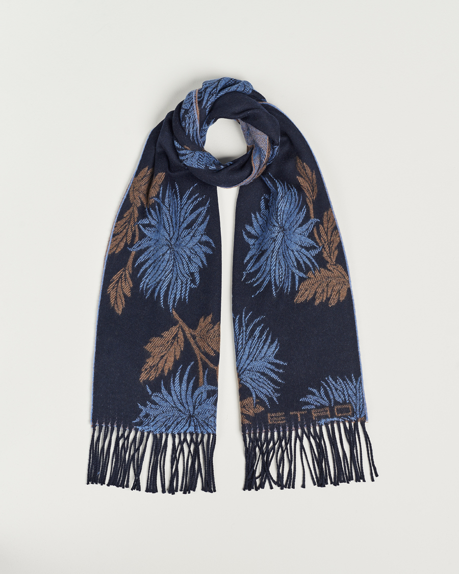 Herren | Schals | Etro | Floral Wool Scarf Dark Blue