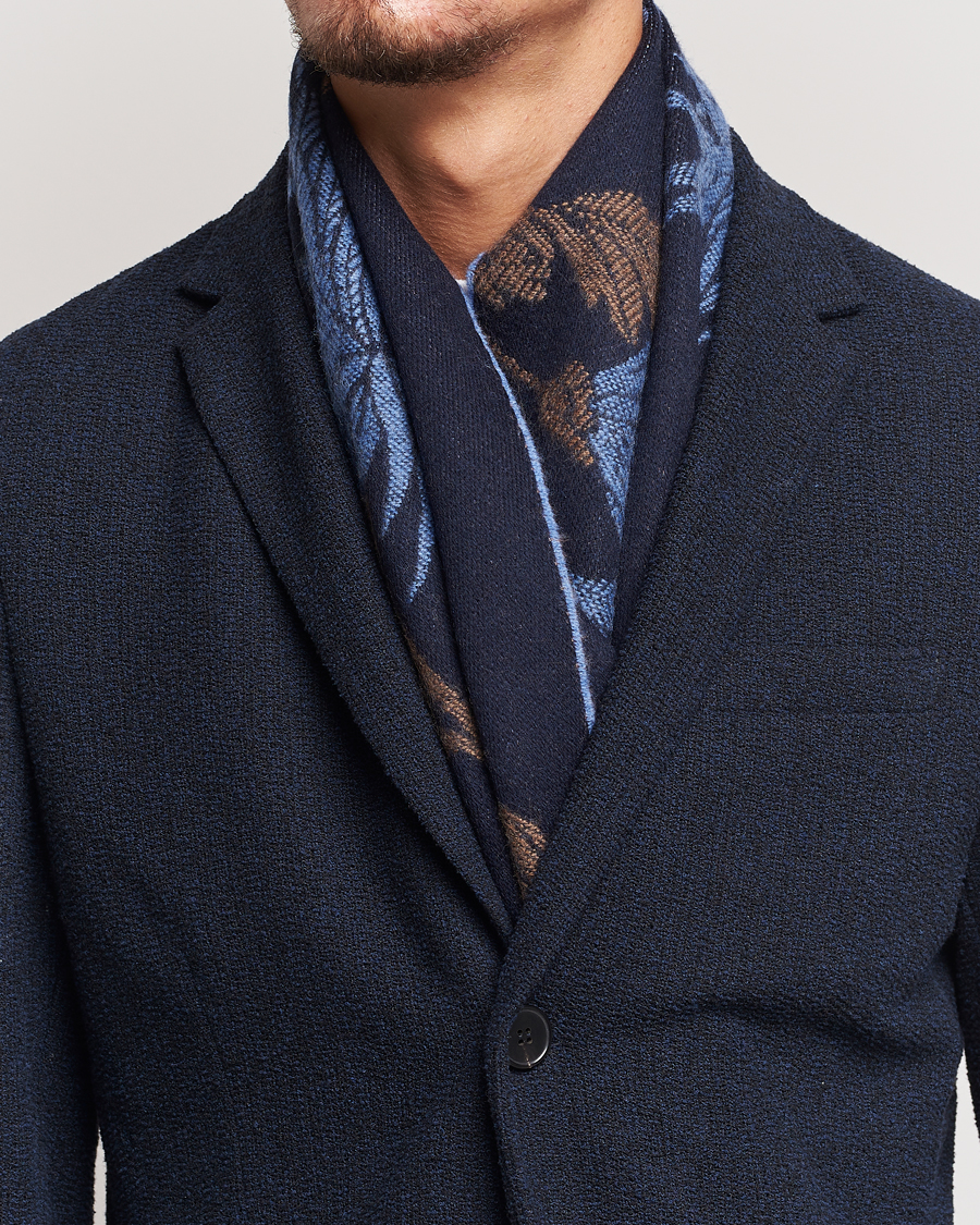 Herren |  | Etro | Floral Wool Scarf Dark Blue