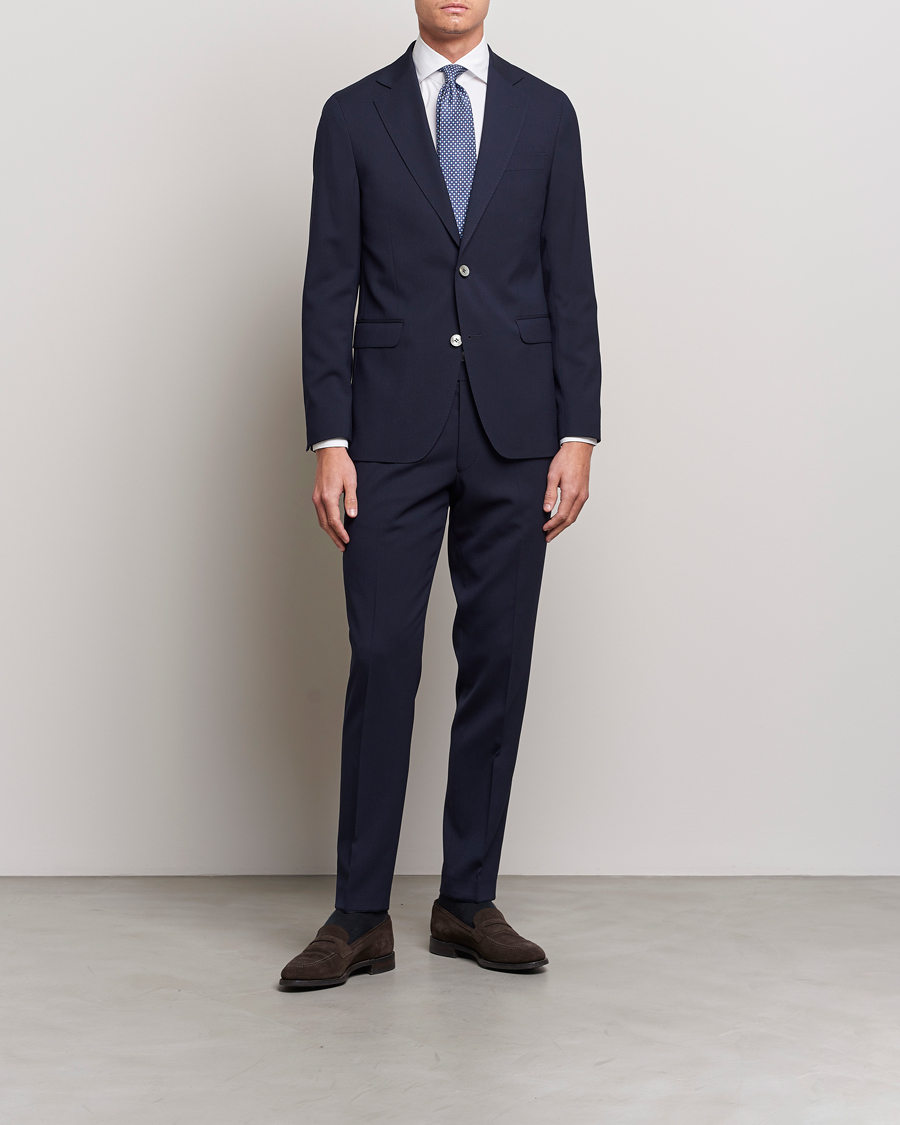 Herren | Hosen | Oscar Jacobson | Denz Structured Wool Trousers Blue