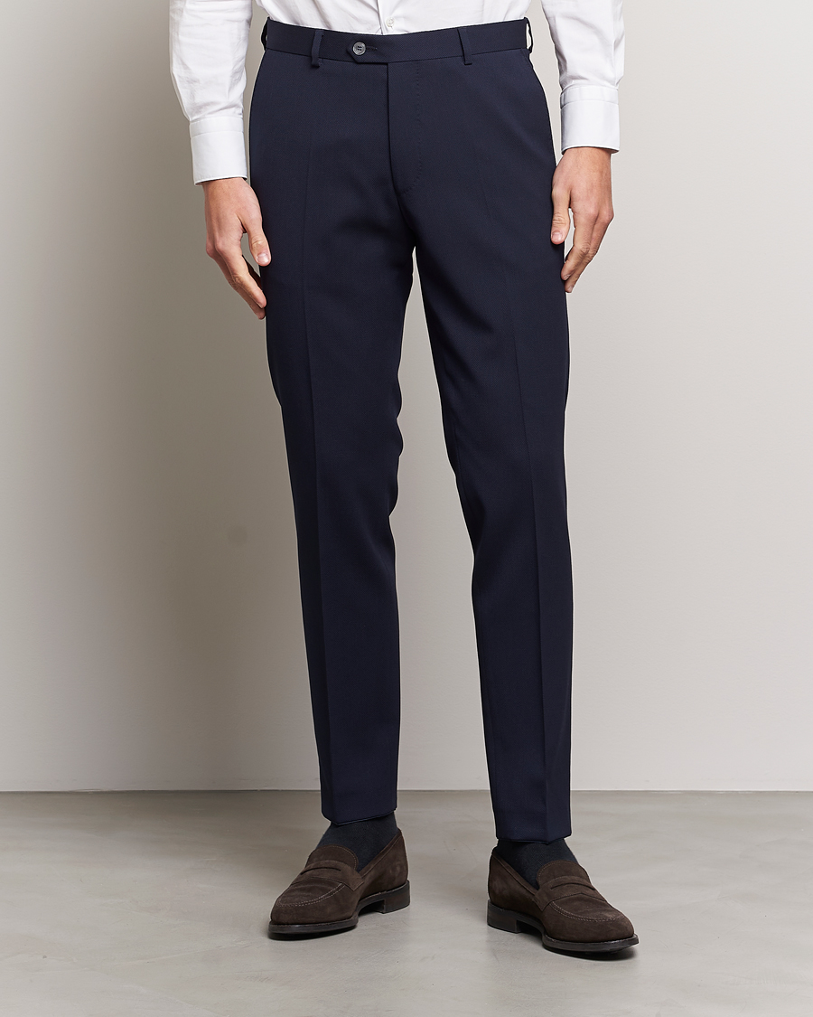 Herren | Hosen | Oscar Jacobson | Denz Structured Wool Trousers Blue