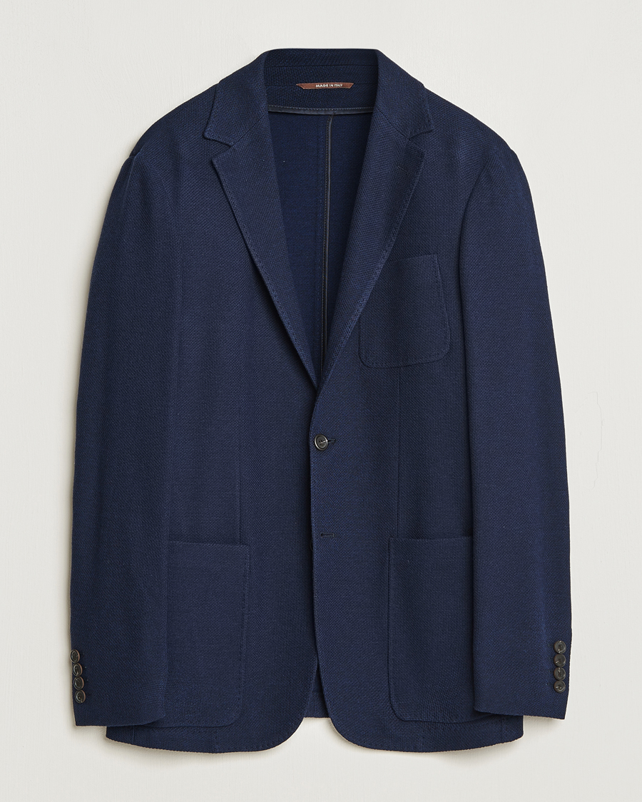 Herren | Canali | Canali | Structured Wool Jersey Jacket Navy