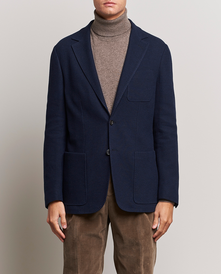 Herren |  | Canali | Structured Wool Jersey Jacket Navy