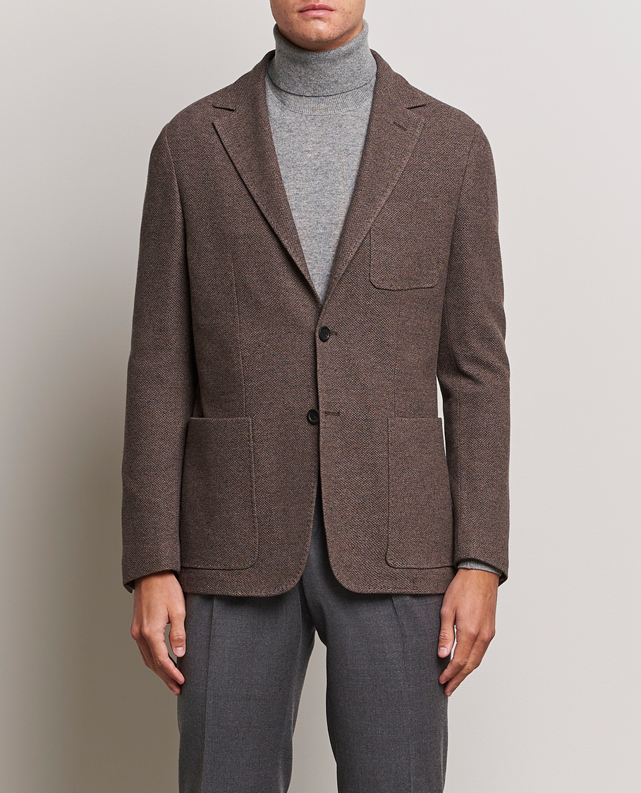 Herren | Wollsakko | Canali | Structured Wool Jersey Jacket Beige