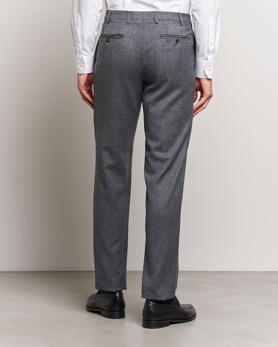 Herren | Hosen | Canali | Slim Fit Washable Flannel Trousers Grey Melange
