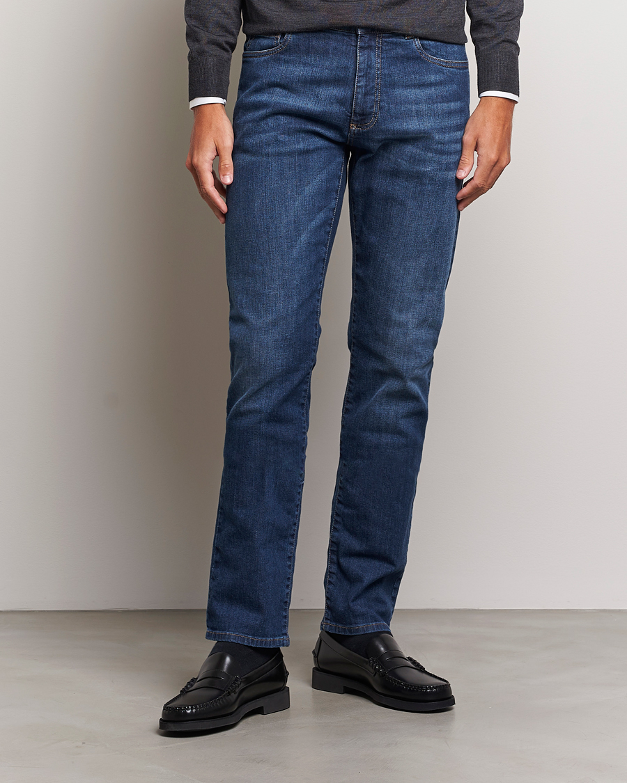 Herren | Canali | Canali | Slim Fit Stretch Jeans Medium Blue Wash