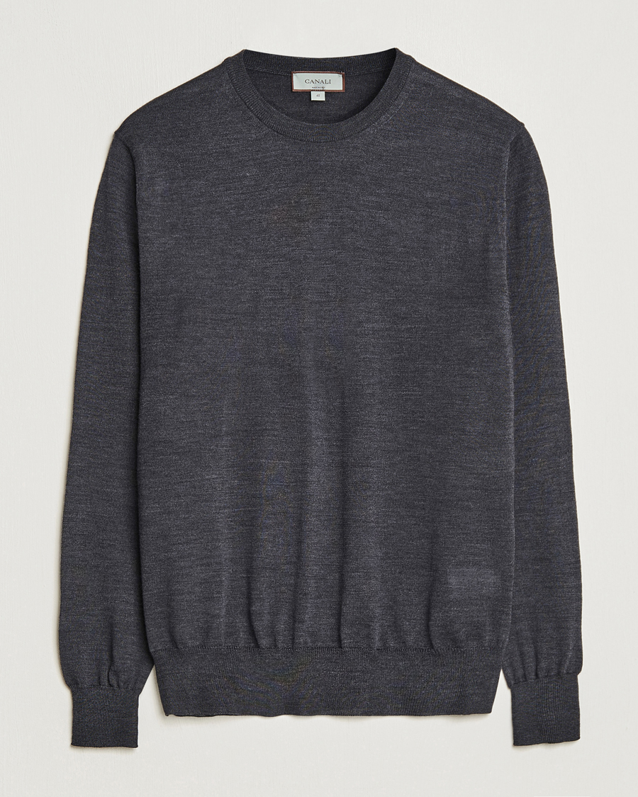 Herren | | Canali | Merino Wool Crew Neck Charcoal
