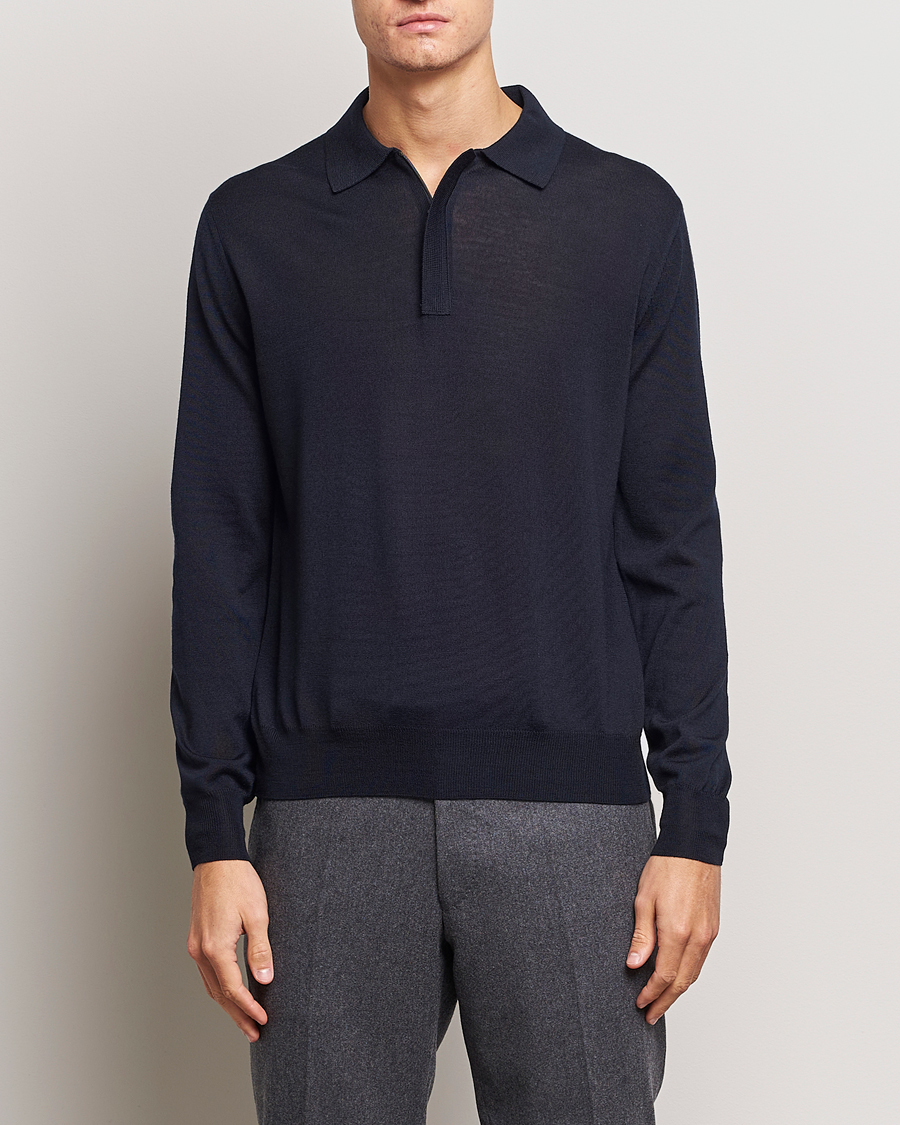 Herren |  | Canali | Merino Wool Half Zip Navy