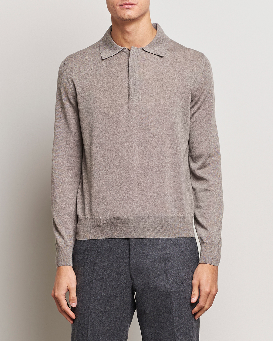 Herren |  | Canali | Merino Wool Half Zip Taupe