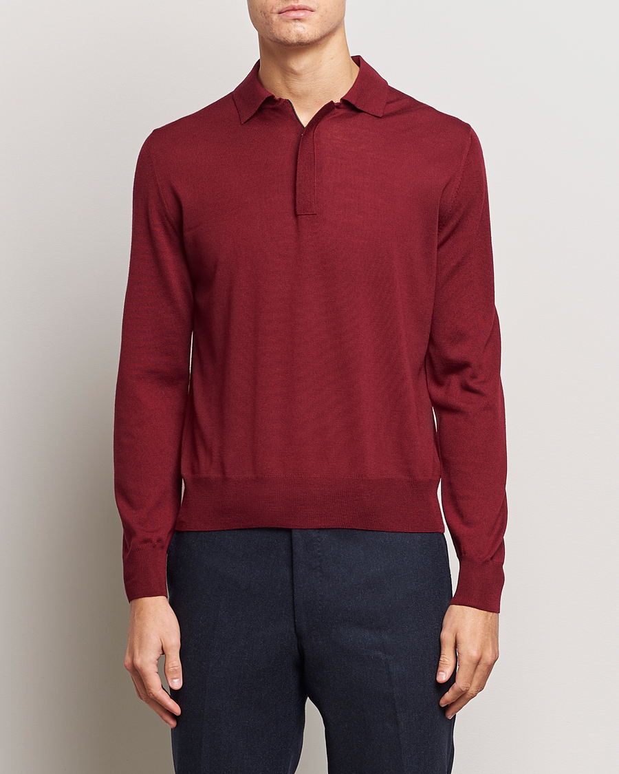 Herren |  | Canali | Merino Wool Half Zip Burgundy