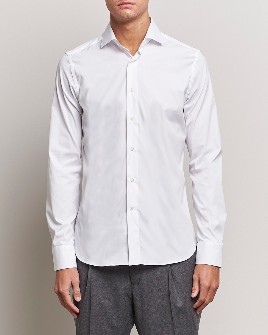 Herren | Quiet Luxury | Canali | Slim Fit Cotton/Stretch Shirt White