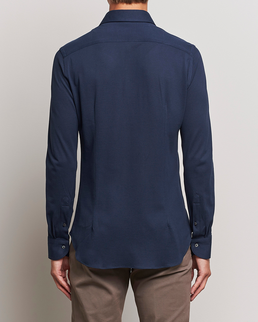 Herren | Hemden | Canali | Slim Fit Pique Shirt Navy