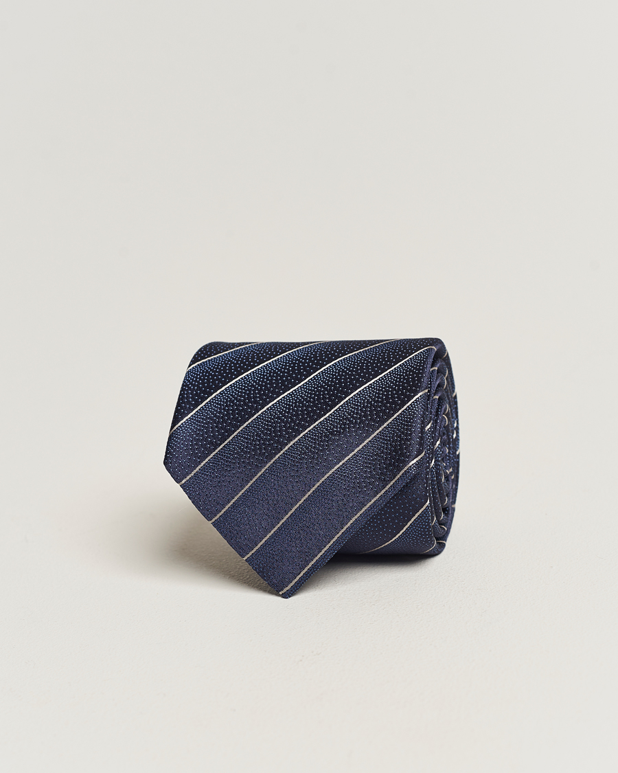 Herren | Krawatten | Canali | Striped Silk Tie Navy