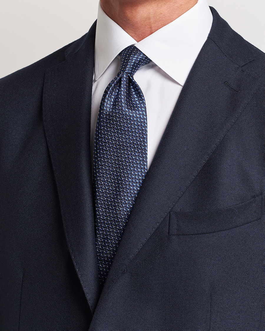 Herren |  | Canali | Jacquard Micro Dot Silk Tie Dark Blue