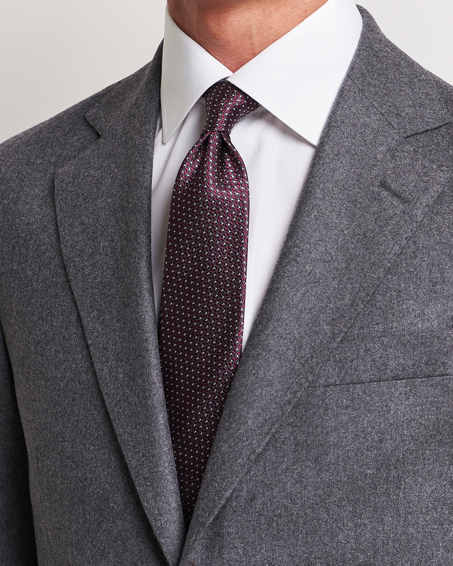 Herren |  | Canali | Jacquard Micro Dot Silk Tie Burgundy