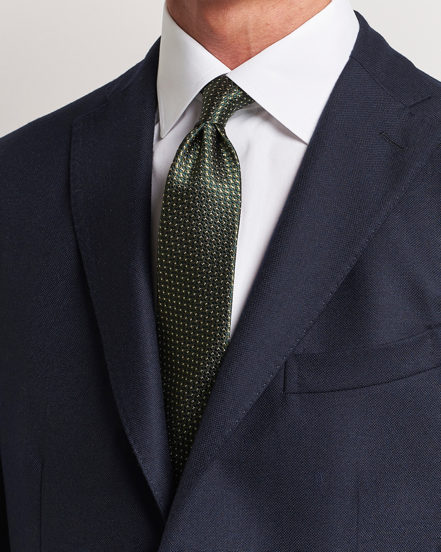 Herren |  | Canali | Jacquard Micro Dot Silk Tie Dark Green
