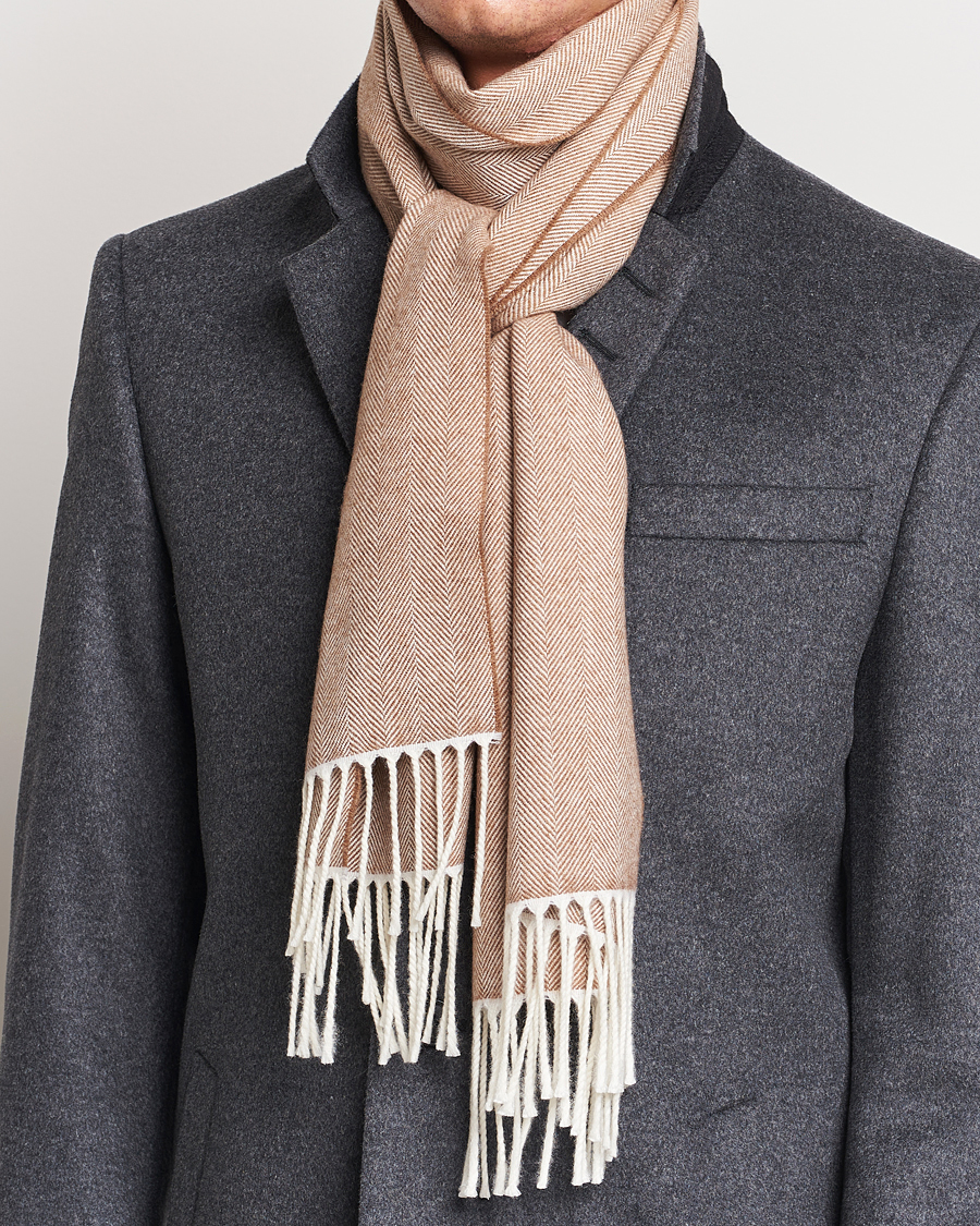 Herren |  | Canali | Herringbone Wool Scarf Beige