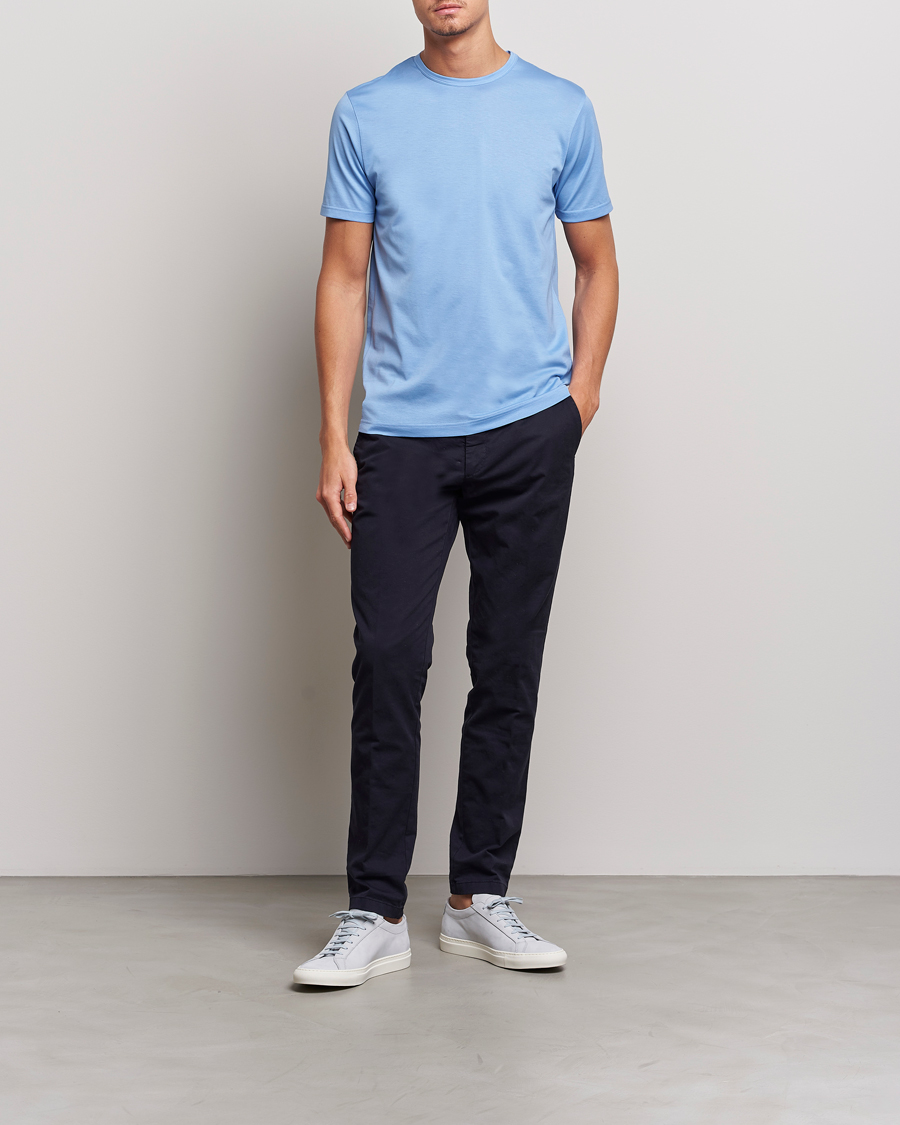 Herren | T-Shirts | Sunspel | Crew Neck Cotton Tee Cool Blue