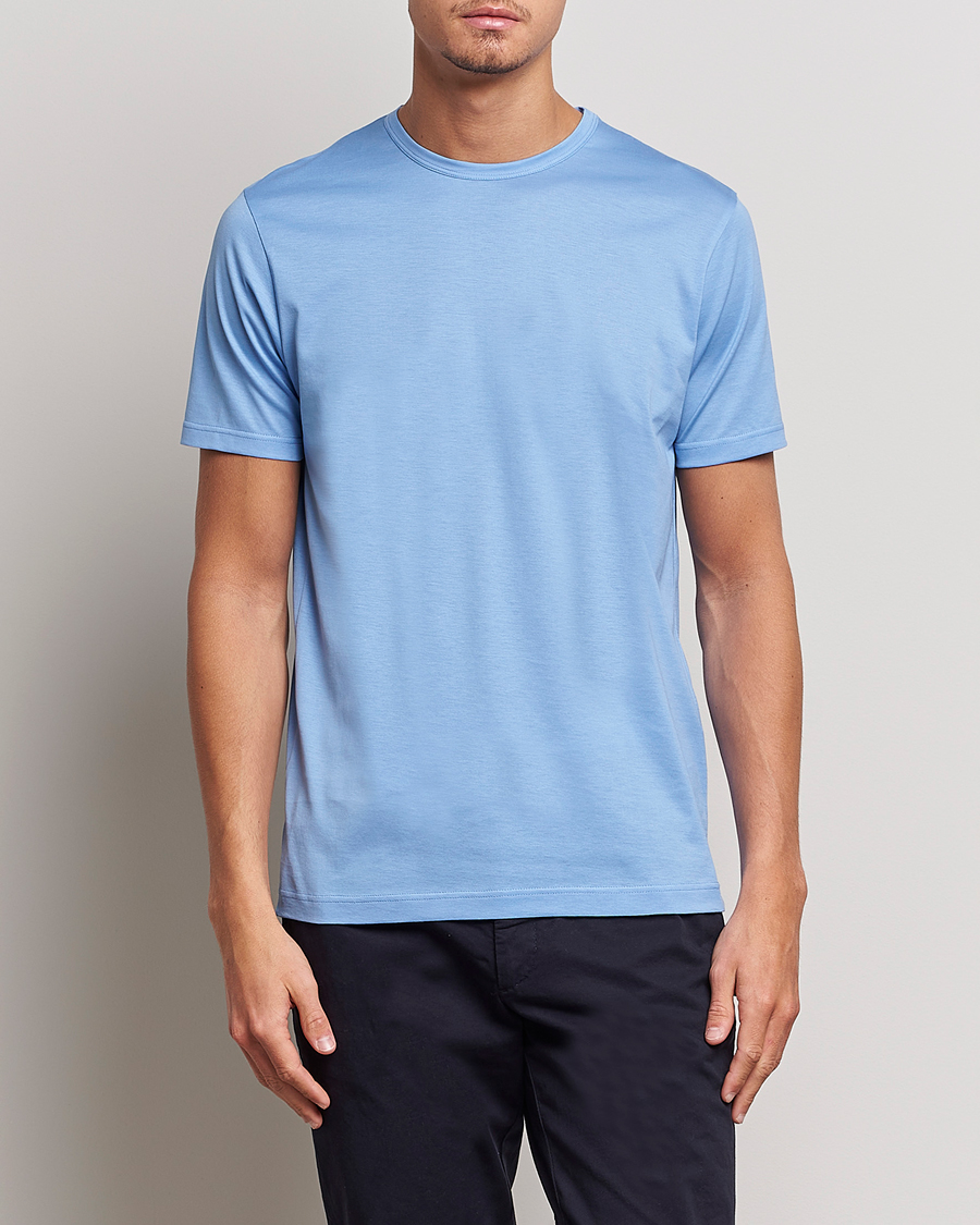 Herren |  | Sunspel | Crew Neck Cotton Tee Cool Blue